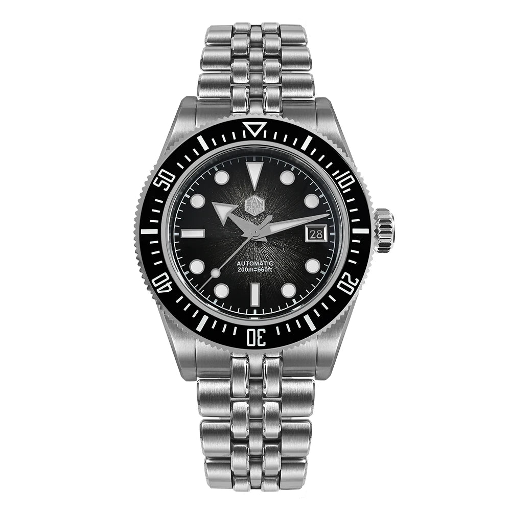 San Martin 40mm Luxus-Taucheruhr für Herren, Miyota 9015, Sunburst-Emaille-Zifferblatt, automatische mechanische Armbanduhr, wasserdicht bis 200m, SN0148