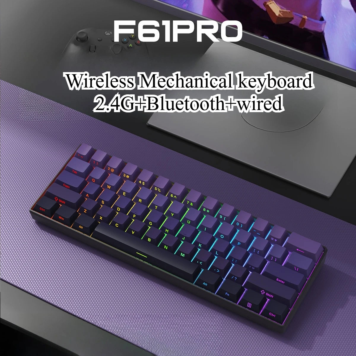 Bluetooth Wireless Mechanical Keyboards RGB Gamer Keyboard for Tablet Mechanical 60% iPad Backlit Mini USB Keyboard