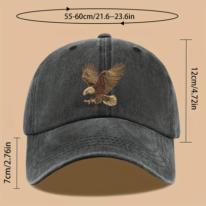 Eagle print baseball cap, adjustable for both men and women, suitable for hiking, fishing, and vacation exploration