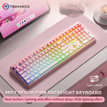 V108 Pro Bluetooth Keyboard Office Low Noise 2.4G Wired & Wireless Full Layout with RGB Backlit Membrane