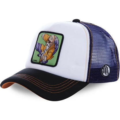 Cappellino Dragon Ball Son Goku da viaggio estivo con visiera, da uomo, ricamato, stile hip-hop, visiera parasole, cappellino trucker regolabile in rete