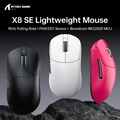 ATTACK SHARK X8 SE 55g ultraleichte kabellose Gaming-Maus, BK52820 Tri-Mode-Maus, 25000DPI, 500mAh Akku, 5 programmierbare Tasten