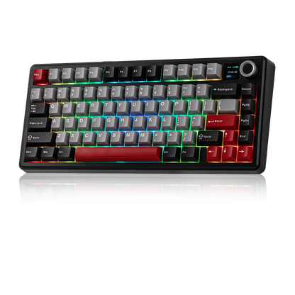 Teclado mecânico sem fios EPOMAKER X AULA F75 MAX Compact 75% ANSI Layout com ligação com fios/Bluetooth/2.4GHz, ecrã TFT e botão rotativo