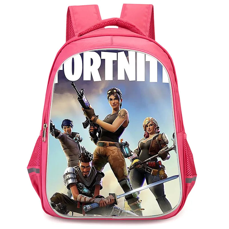 Mochila Fortnite Cartoon de 16 polegadas, unissexo, para rapazes e raparigas, com fechos duplos, grande capacidade e leve, para estudantes