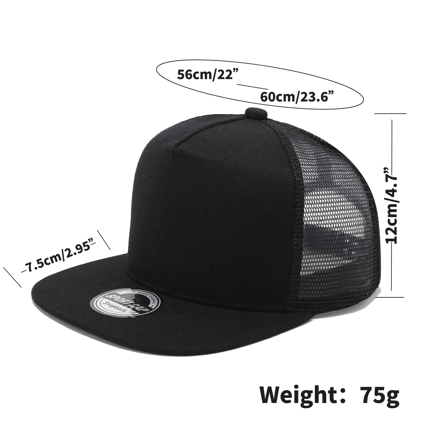 New style hip-hop baseball cap, best-selling, sun protection cap for beach, duckbill cap, light blue flat brim mesh cap