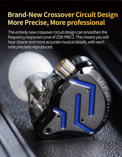Cuffie cablate in-ear KZ ZSN Pro 2 Hybrid – Auricolari 1BA+1DD HiFi con bassi, cancellazione del rumore e microfono