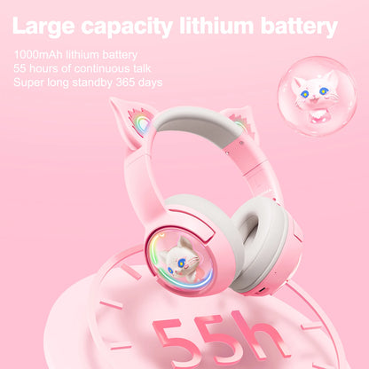 ONIKUMA B5 Wireless Gaimng Headset with Cat Ears Surround Sound Headphone Over-Ear For PC Laptop Games And Music Gamer Headphone