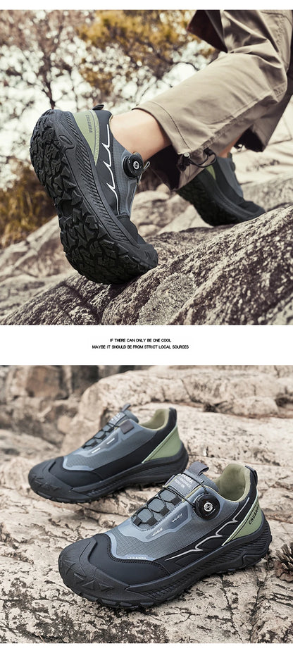 Rotary Buckle Men's Trekking Sneakers Outdoor Platform Hiking Shoes Men Sports Shoes Comfortable Non-slip Climbing Walking Shoes