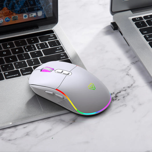Trinačinski miška 2.4G brezžična/Bluetooth/žična, 6-stopenjsko nastavljiv DPI, baterija 500mAh, RGB osvetlitev, e-športna igralna makro miška za pisarno