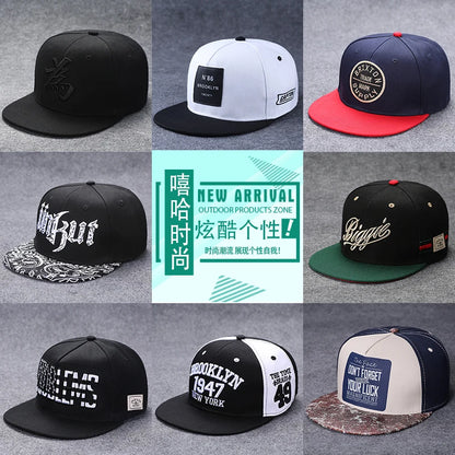 Baseballcap mit flachem Schirm, Buchstabenstickerei für Herren, vielseitig kombinierbar, Damen-Sommer-Hip-Hop-Hut, Outdoor-Sonnenschutz, verstellbare Schirmmütze