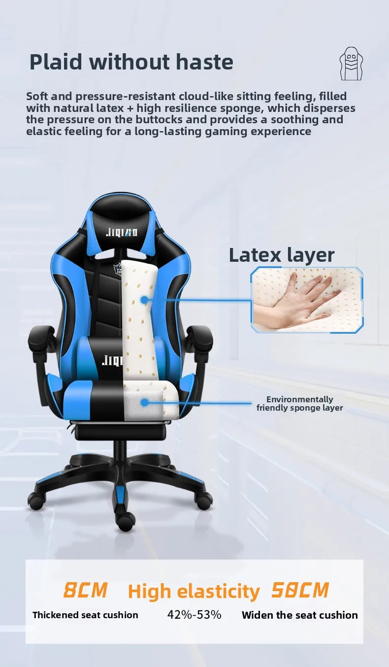 Bequemer ergonomischer Gaming-Stuhl für langes Sitzen, neigbar, mit Massagefunktion und Drehfunktion