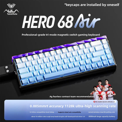 New AULA HERO68 Air 3-mode Magnetic Switch Gaming Mechanical Keyboard E-sport Custom Wired Keyboard Ergonomics Accessories