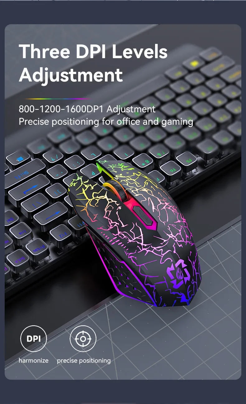 RGB Gaming Mouse 2.4G Wireless Mouse Bluetooth Mouse 1600DPI 6 Mute Buttons Mice Ergonomic Dual-Mode Office Mice For MacBook PC