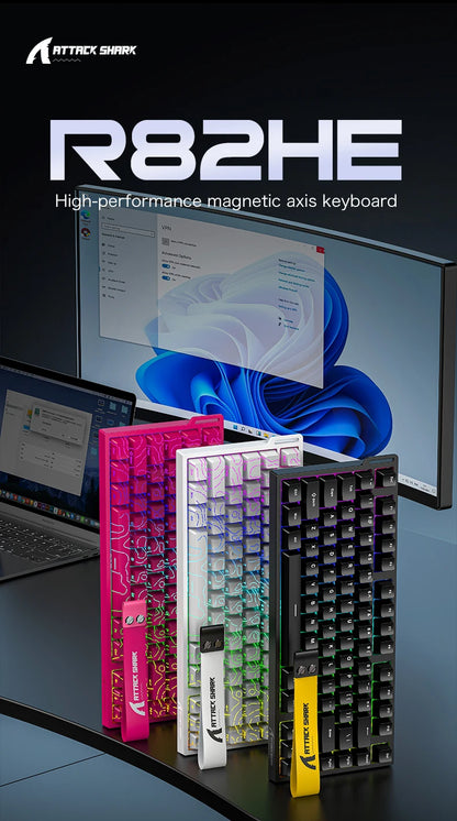ATTACK SHARK R82HE High-Performance Magnetic Axis Keyboard, 8K Rate, 0.08ms Latency, 0.005mm RT Accuracy, 75% Layout, Five-Layer