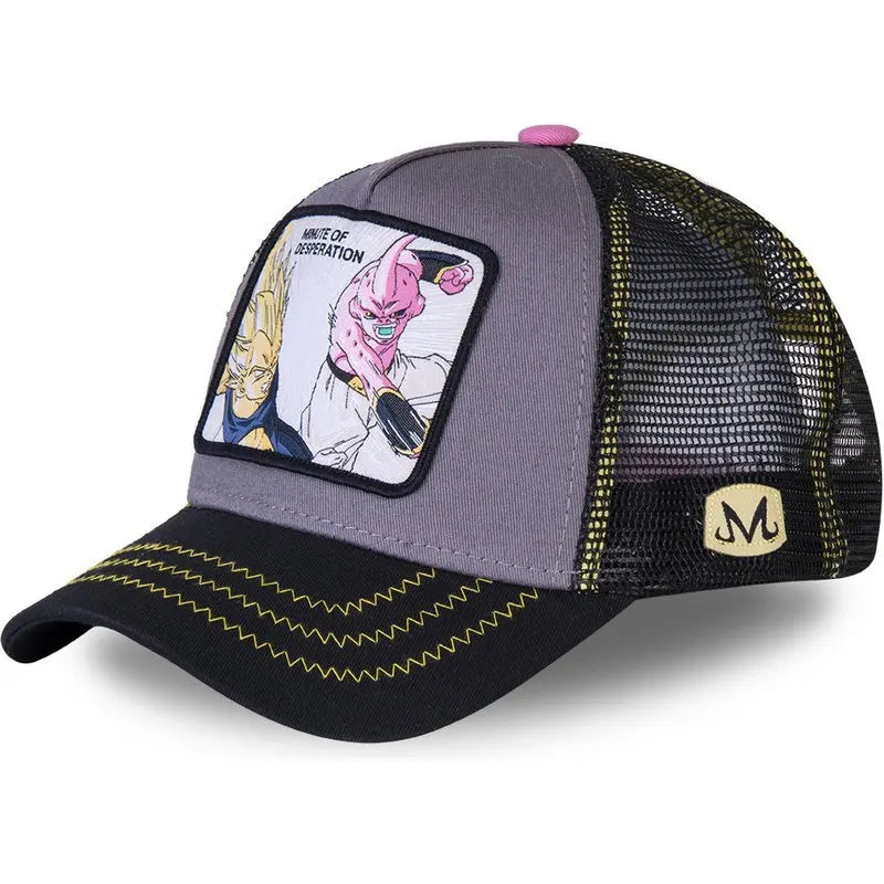 Cappellino Dragon Ball Son Goku da viaggio estivo con visiera, da uomo, ricamato, stile hip-hop, visiera parasole, cappellino trucker regolabile in rete