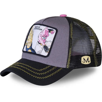 Cappellino Dragon Ball Son Goku da viaggio estivo con visiera, da uomo, ricamato, stile hip-hop, visiera parasole, cappellino trucker regolabile in rete