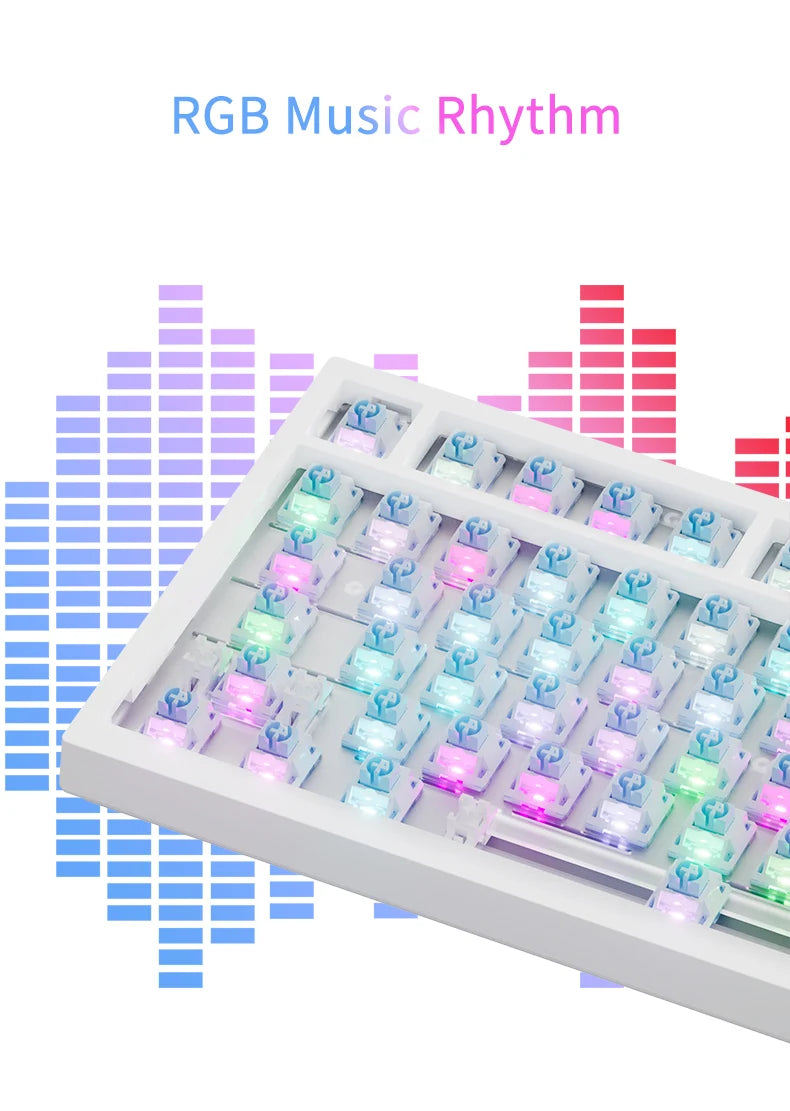 Ajazz AK820 Pro Gaming Mechanical Keyboard 75% Bluetooth/Wireless Customized Gamer Keyboard with TFT Color Screen Knob for PC
