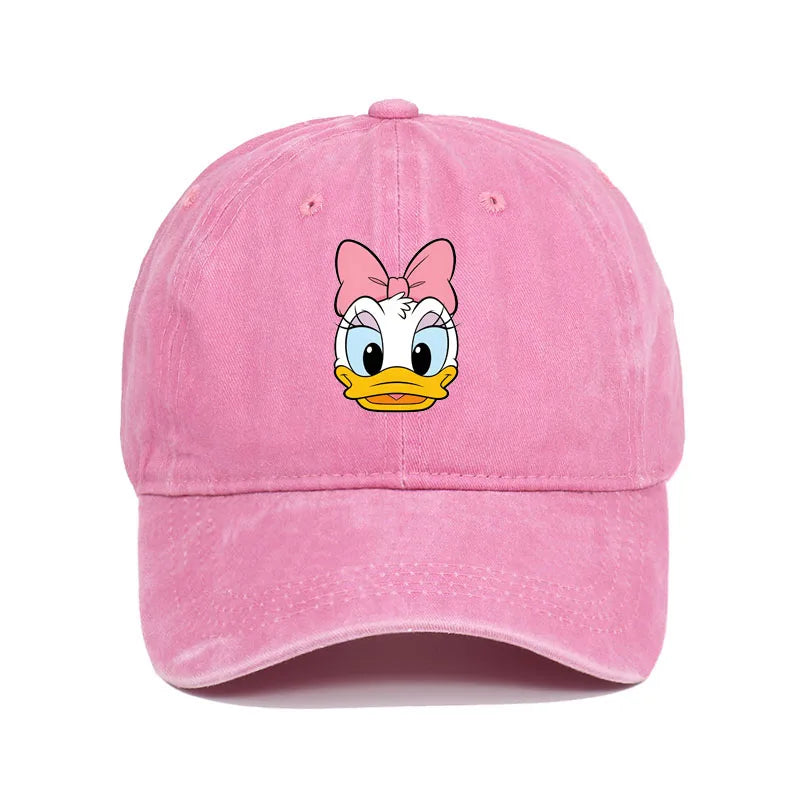 Unisex Vintage Washed Mickey Minnie Print Baseball Cap for Men Women Cartoon Trucker Hat Adjustable Snapback Casual Hip Hop Hat