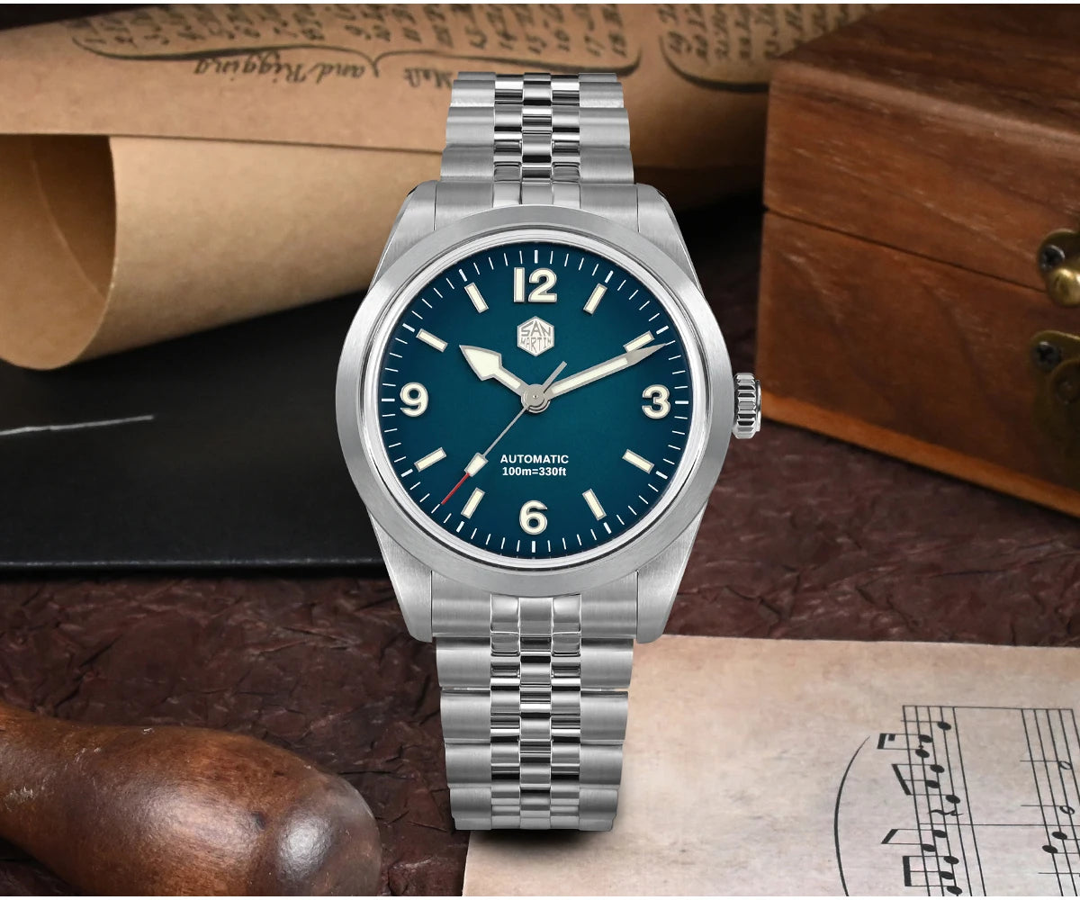 San Martin 38mm Men Sport Watch Fashion Luxury Explore Climbing Automatic Mechanical Sapphire Waterproof 5 Links Bracelet BGW-9