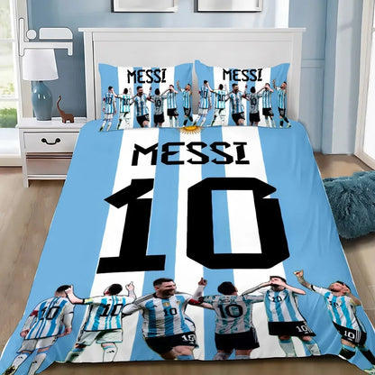 Conjunto de Roupa de Cama Estrela de Futebol M-messis com Capa de Edredão e Fronha para Adulto, Rapaz e Rapariga, Decoração de Quarto Infantil, Tamanho Individual, Duplo e Grande