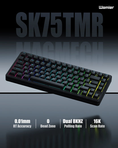 Womier SK75 TMR 3-Modes Wireless Magnetic Mechanical Keyboard Hot Swap Gasket Full Aluminum Gaming Keyboard RGB Keyboard for PC