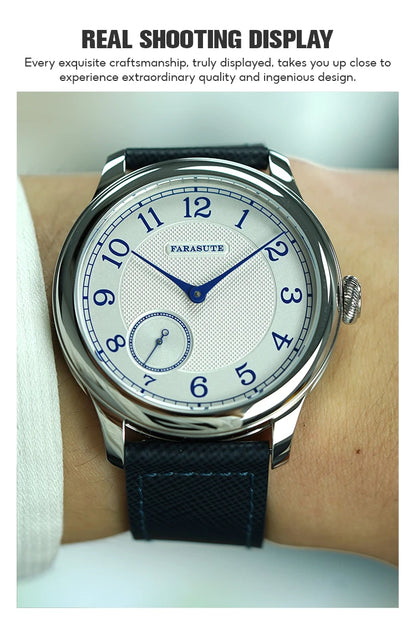 Orologio da uomo FARASUTE NEW Machinery con quadrante salmone, movimento meccanico manuale ST17, piccoli secondi e bracciale vintage Bonklip