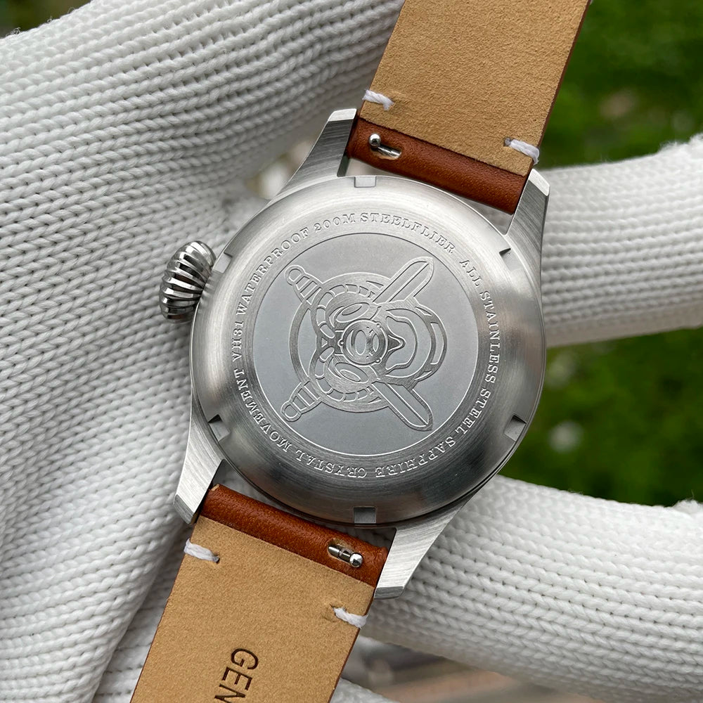 STEELFLIER Official SF740V New Quartz Pilot Series Swiss C3 Luminous 200M Waterproof VH31 Movement Men's Fashion Business Watch