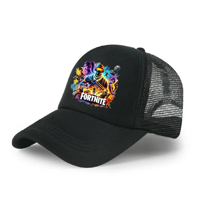 Dětská letní kšiltovka Fortnite s potiskem ve stylu kreslené hry, prodyšná síťovina, nastavitelná čepice s kšiltem, dárek k narozeninám pro děti
