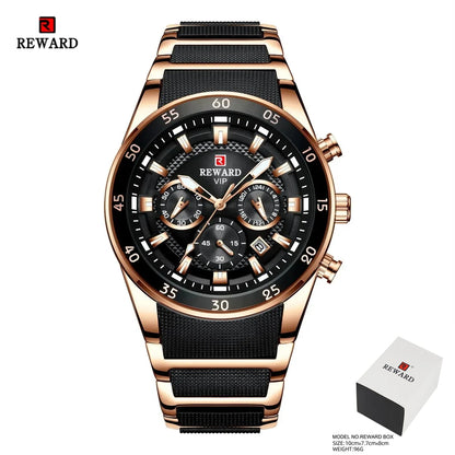 REWARD Relogios Masculino 81011M Sports Silicone Quartz Men's Watch Waterproof Calendar Chronograph Luminous Watches Men Часы