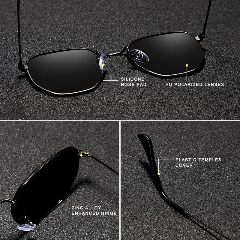 KINGSEVEN Brand Reflective Sunglasses Men Hexagon Retro Sun glasses Leisure Glasses Oculos Gafas De Sol Shades
