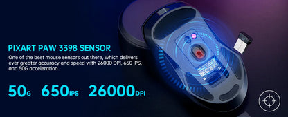 Rapoo VT9PRO PAW3398 Wireless Gaming Mouse 68g Wired Programmable Ergonomic Mice 26000DPI Type C Rechargeable PC Gamer Accessory