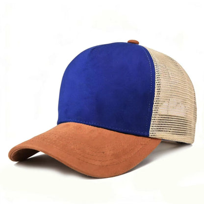 Șapcă de baseball din plasă de vară pentru femei și bărbați, șapcă din piele de căprioară uni, cu patch și închidere snapback, casual, respirabilă, unisex, de stradă, hip-hop, șepci de camionagiu