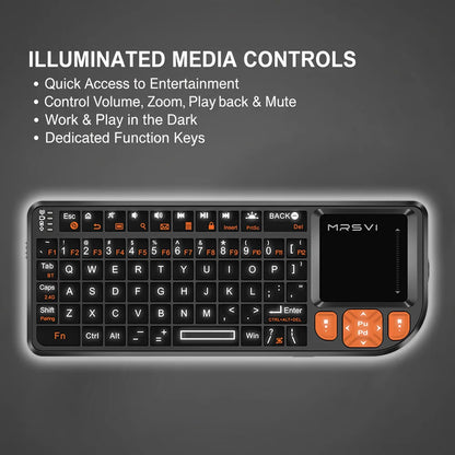 MRSVI Mini Keyboard A8 PLUS, Backlit 2.4GHz & Bluetooth 5.0 Wireless Keyboard with Touchpad for Android TV Box, Mac, Laptop, Windows