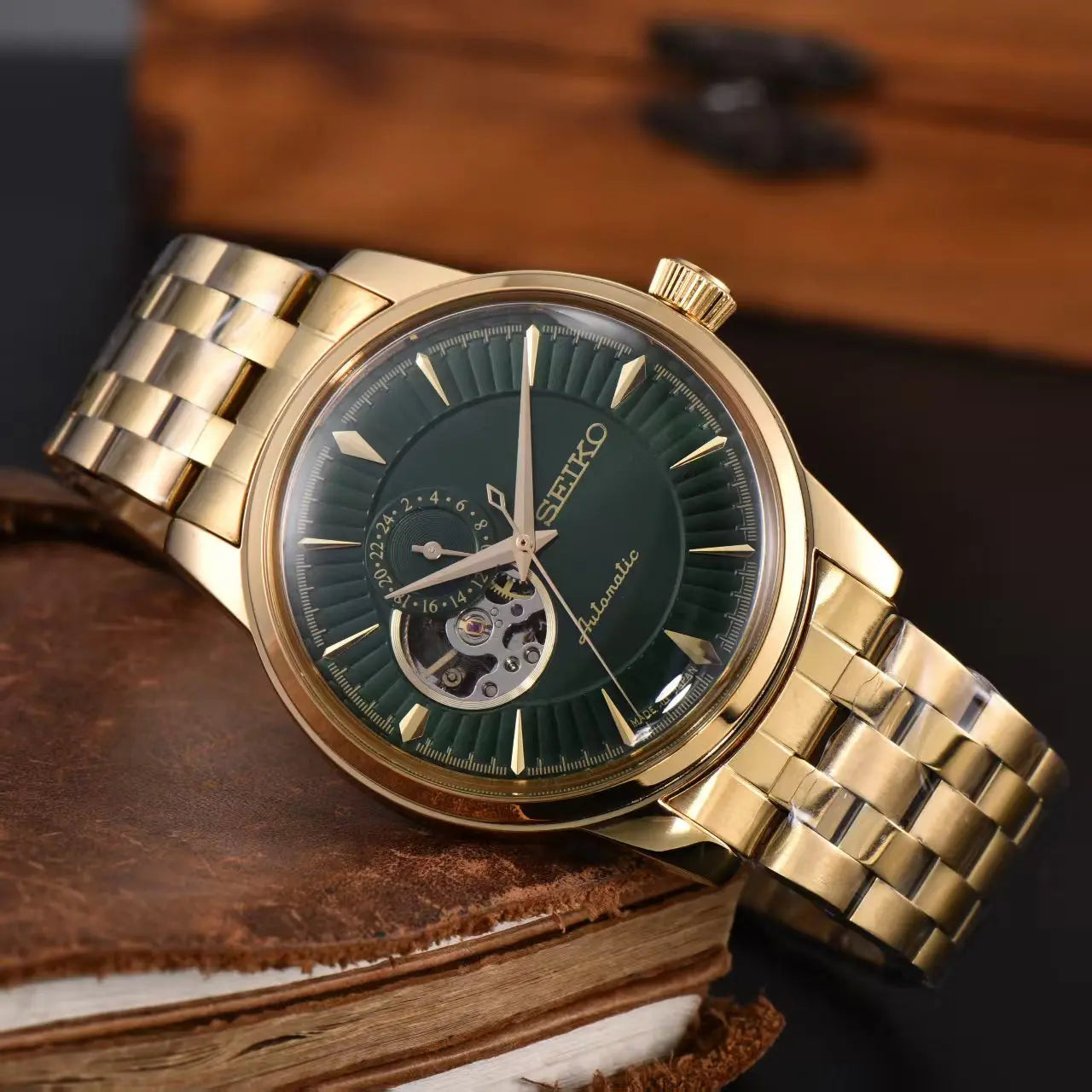 Seiko's new men's and women's business mechanical wristwatch, casual classic stainless steel strap, fashionable couple's watch