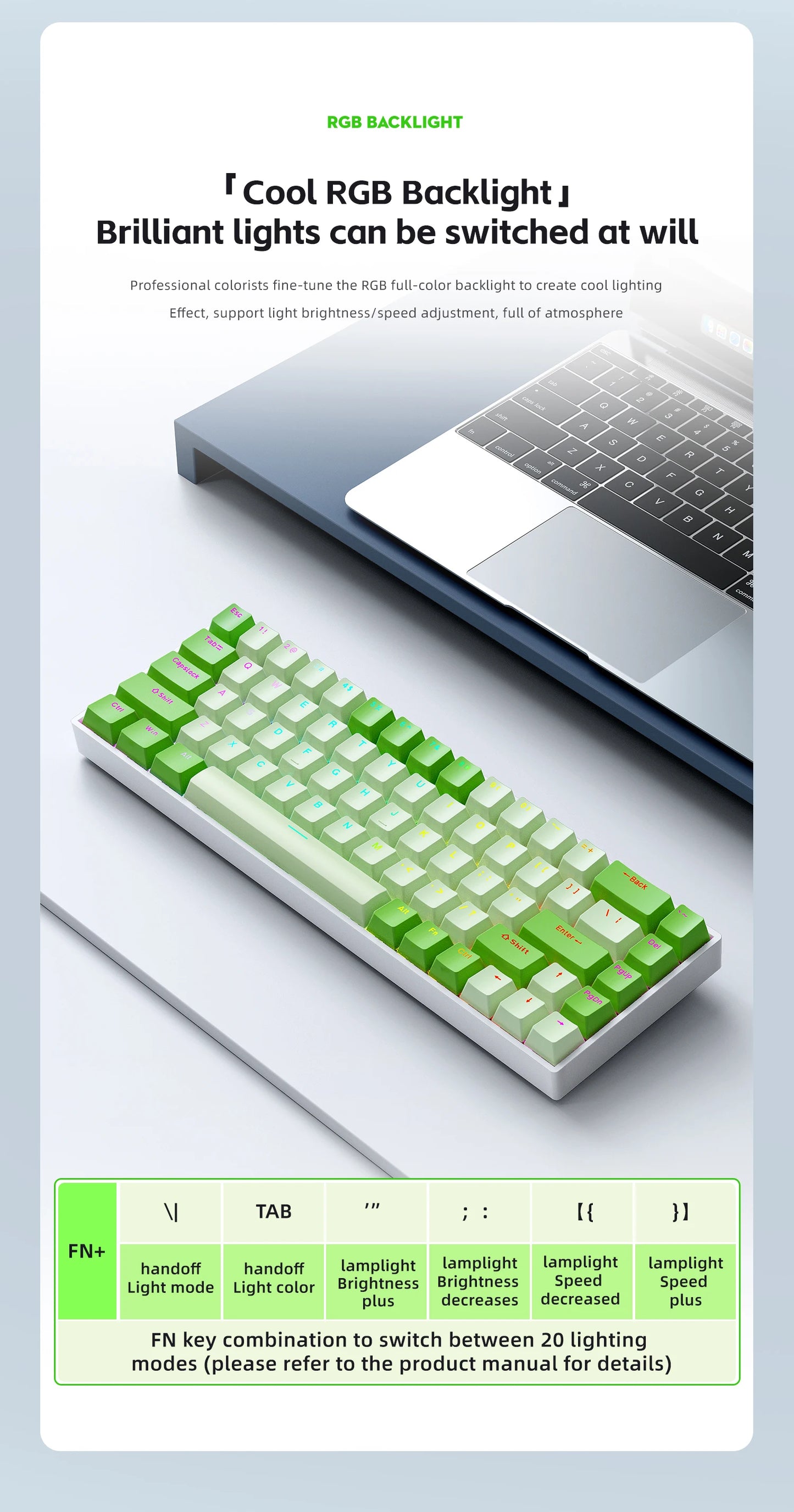 K68 68Key Wireless Mechanical Keyboard Tri-mode Connection, Full Key Hot Swap, RGB lighting Effects, L