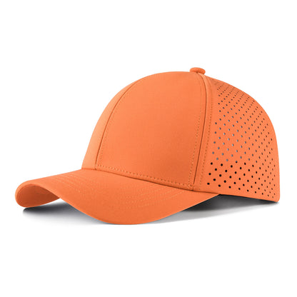 VOBOOM Herren-Baseballkappe mit Schnell-Trocknungsfunktion, lasergeschnittenem Netzstoff, gewölbter Krempe und Snapback-Verschluss – für Outdoor, Laufen und Reisen – schwarze Kappe
