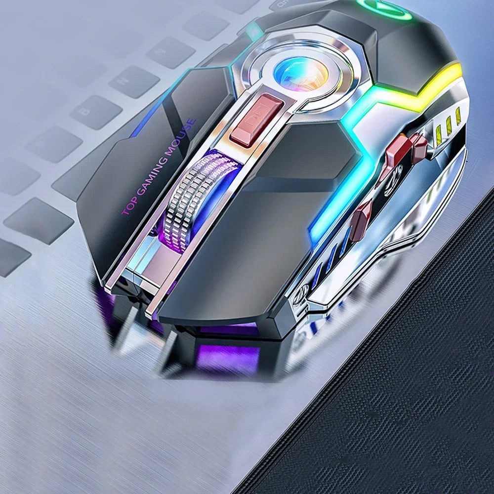 Wireless Gaming Mouse Rechargeable Computer Mouse Silent Ergonomic 7 Keys RGB Backlit for PC Computer Game Dota 2 Fortnite