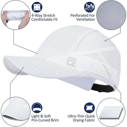 GADIEMKENSD Stretch Running Hat with Soft Brim, Quick Dry Baseball Cap Casual Breathable Adjustable Sun Protection Hats
