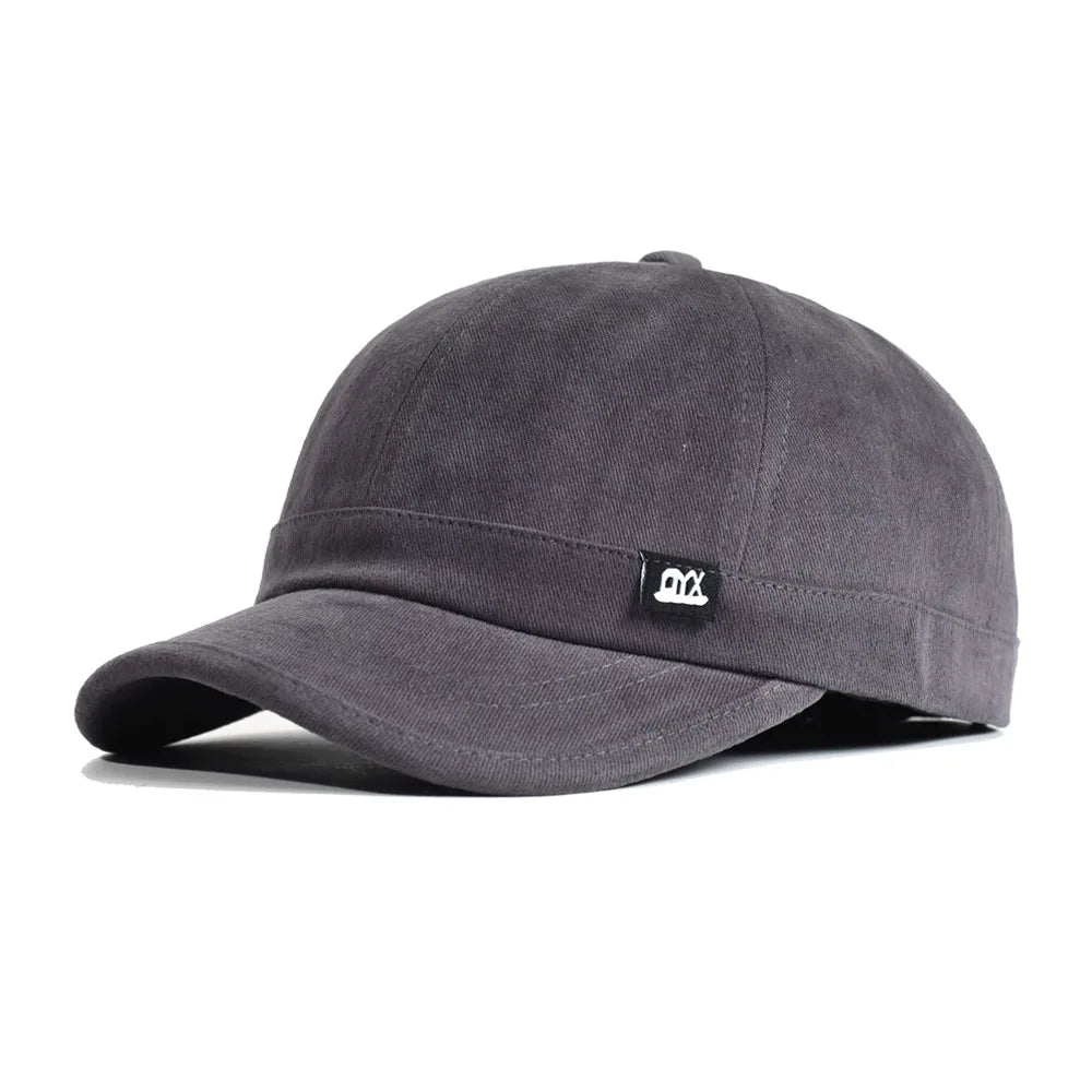 Vintage-Baseballkappe mit kurzer Krempe aus Baumwolle für Damen und Herren, weiche „Dad Hat“-Kappe, verstellbar, im Trucker-Stil, flache Kappe