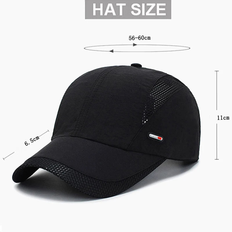 Spring Summer Quick Drying Sports Cap Golf Fishing Hat Summer Outdoor Sun Hat Adjustable Unisex Baseball Cap For Womens Men