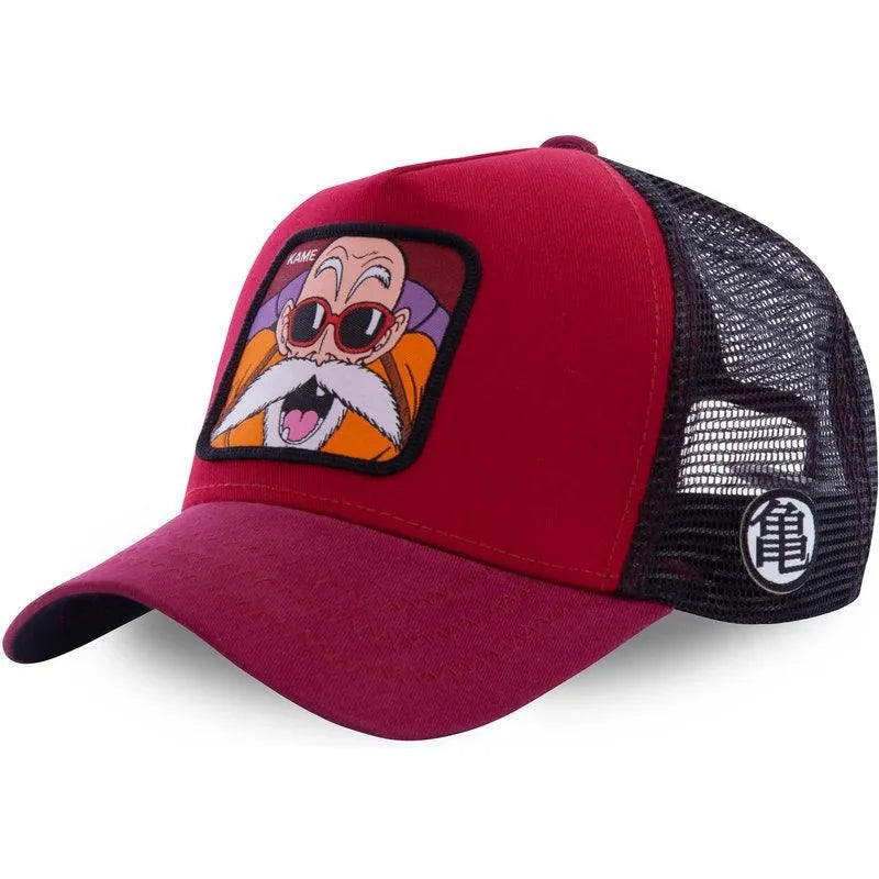 Cappellino Dragon Ball Son Goku da viaggio estivo con visiera, da uomo, ricamato, stile hip-hop, visiera parasole, cappellino trucker regolabile in rete