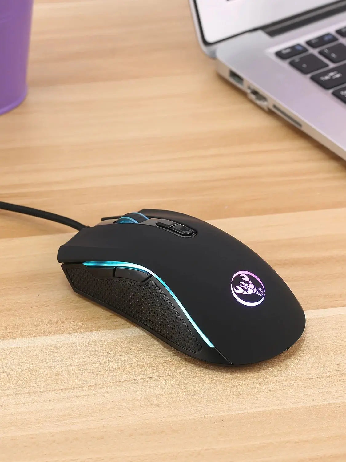 Scelta popolare HXSJ A869 mouse da gaming cablato ottico ergonomico RGB in ABS con regolazione della risoluzione a 4 livelli per laptop e PC