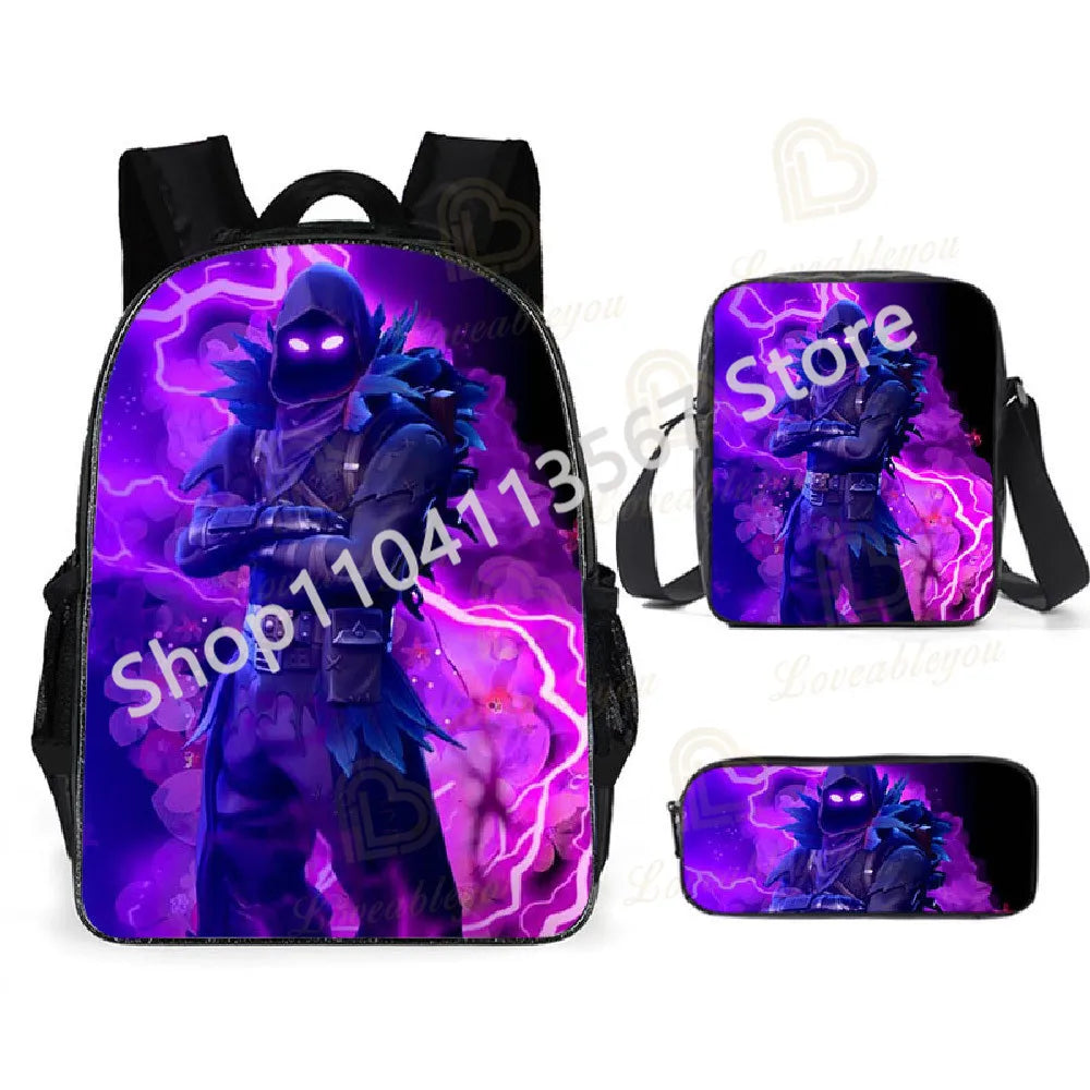 Fortnite Kids 3pcs Backpack Set Women Backpacks Office Stationery for Teenage Girls Boys Laptop Backpack Casual Travel Rucksack
