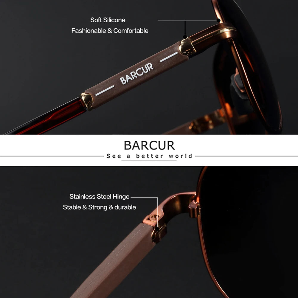 BARCUR Polarized Mens Sunglasses Pilot Sun Glasses for Men Accessories Driving Fishing Hiking Eyewear Oculos Gafas De Sol