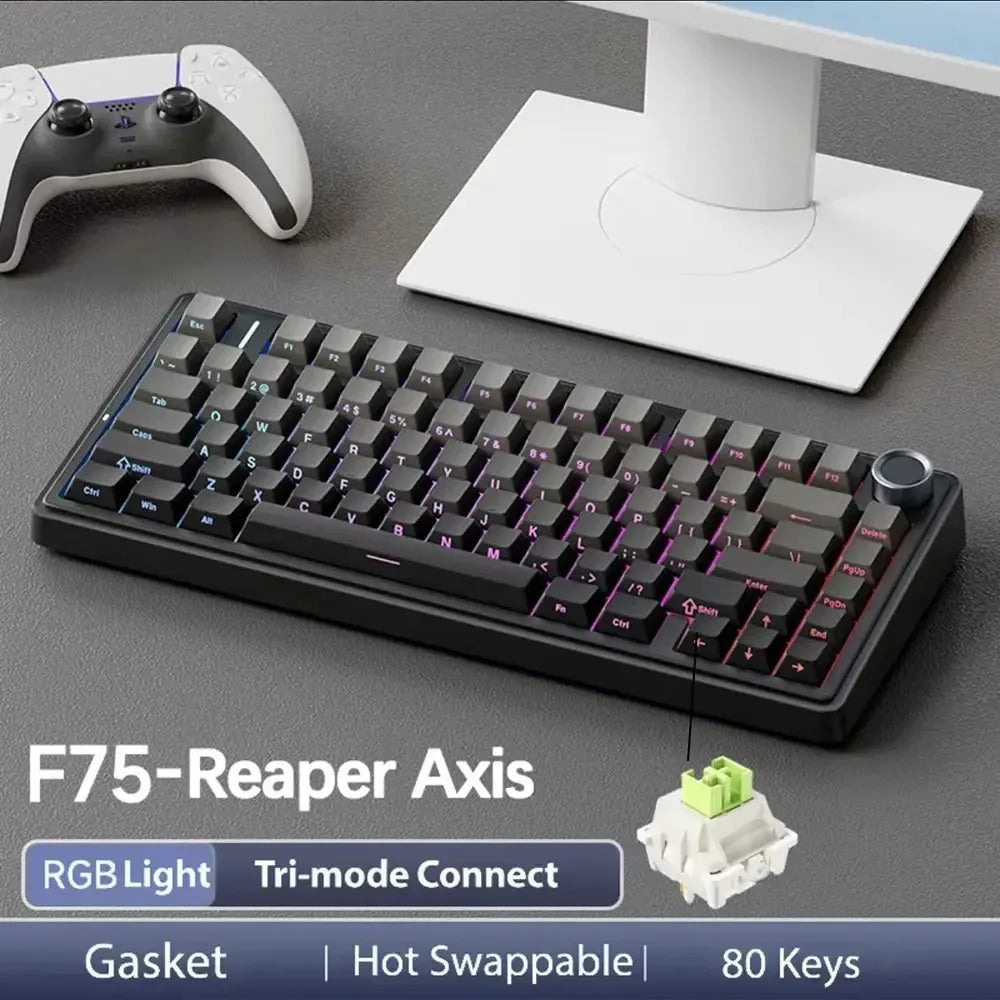 F75 Mechanical Keyboard FREEWOLF * AULA F75 Bluetooth Three-mode Keyboard, Dedicated for Gaming and Office Use