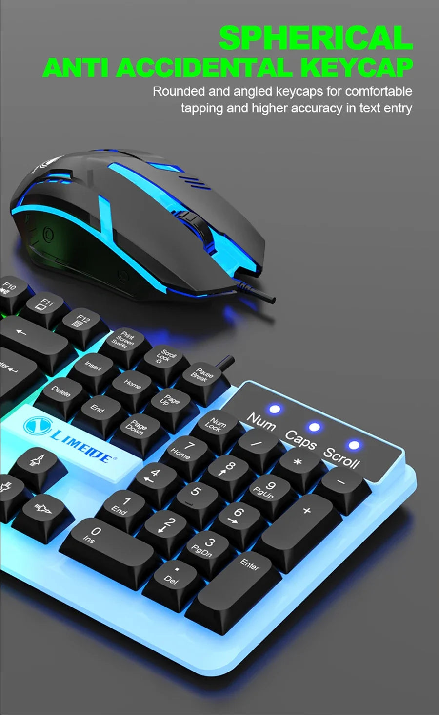 NG GTX350 Combo de teclado y ratón gaming para ordenador y portátil, kit gamer con retroiluminación LED, teclado USB con cable GTX350 Set-Negro