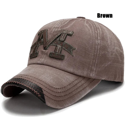 Spring and Autumn Washed Hats Mens Casual Old Baseball Caps Outdoor Embroidered Sun Hats