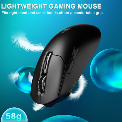Solakaka SM820 Tri-Mode Wireless Mouse Magnetic Rechargeable Dock RGB PAW3311 24000DPI Wireless Macro Gaming Mouse Ultra-Light