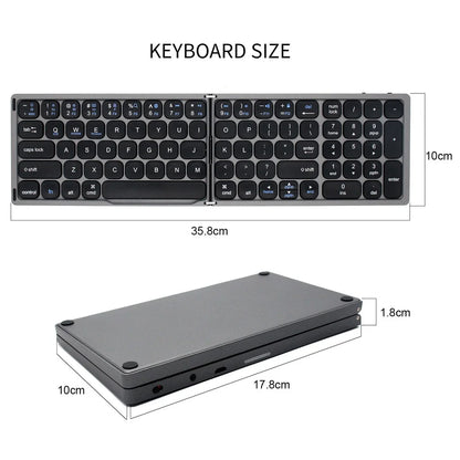 Jomaa Foldable Wireless Bluetooth Keyboard Lightweight Portable Bluetooth Folding Keyboard Available for Tablet Laptop PC iPad
