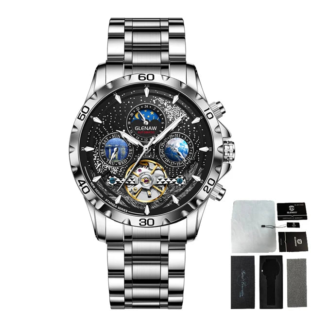 GLENAW Design Herrenuhr Top-Marke Luxusmode Business Automatikuhr für Herren Wasserdichte mechanische Uhr Montre Homme